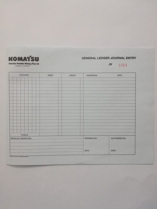 General Ledger Journal Entry - Nambia