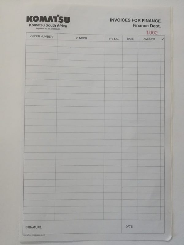 Invoice for Finance - Finance Department