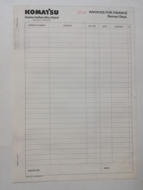 Invoice For Finance  - Reman Department