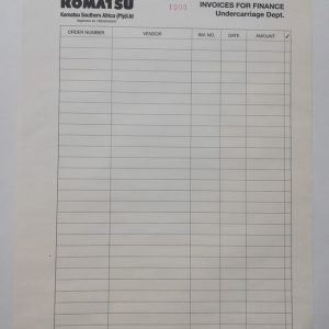 Invoice For Finance  - Undercarriage Dept