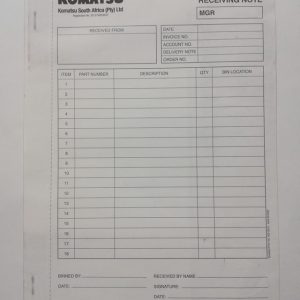 Manual Goods Received Notebook