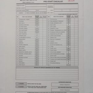 LDV Pre Start Checklist Books - Mozambique