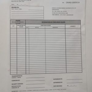 Equipment Delivery Notebook - Namibia Mining